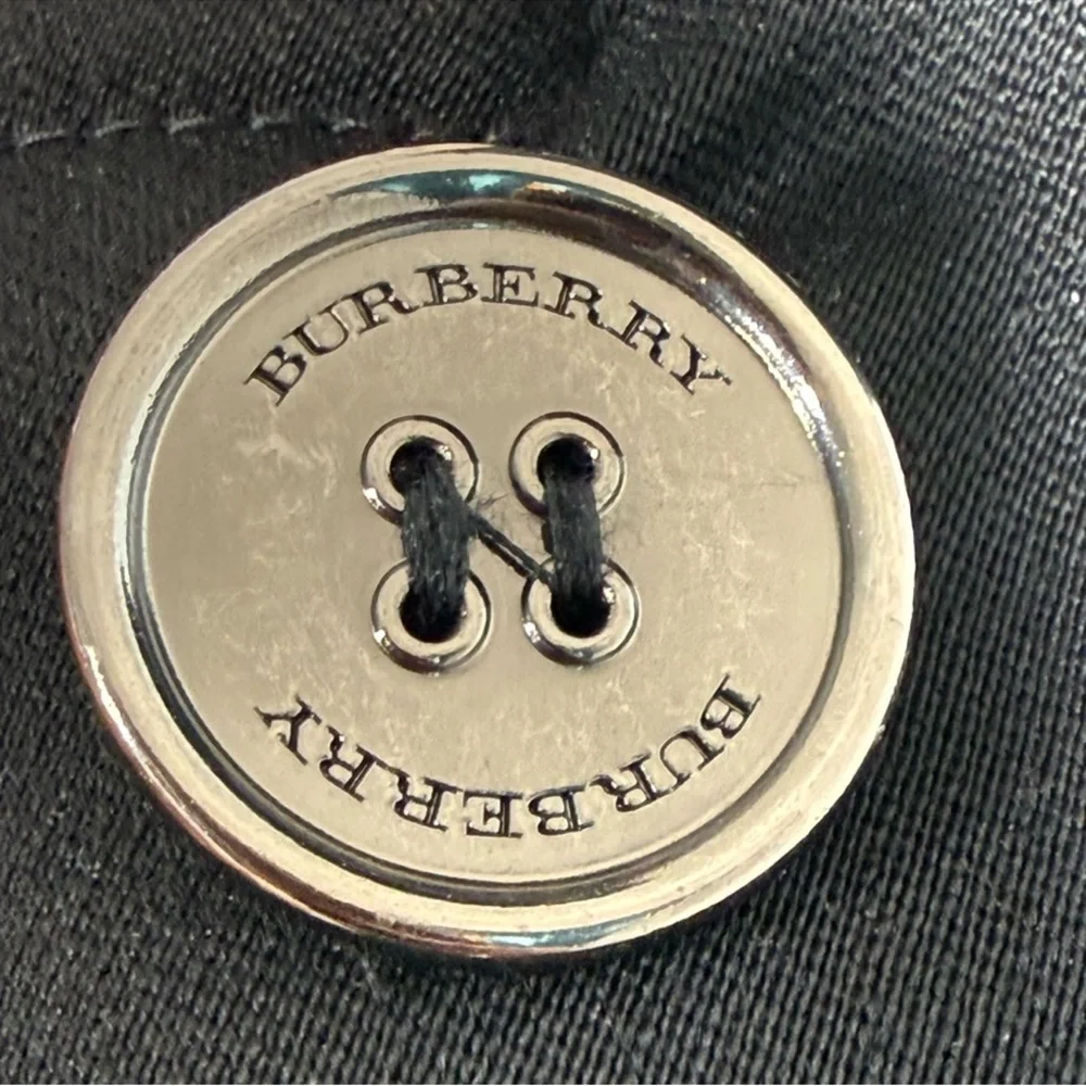 Burberry London Black Short Camden Heritage Car Coat Nova Check Lining Size 6 - Picture 11 of 14